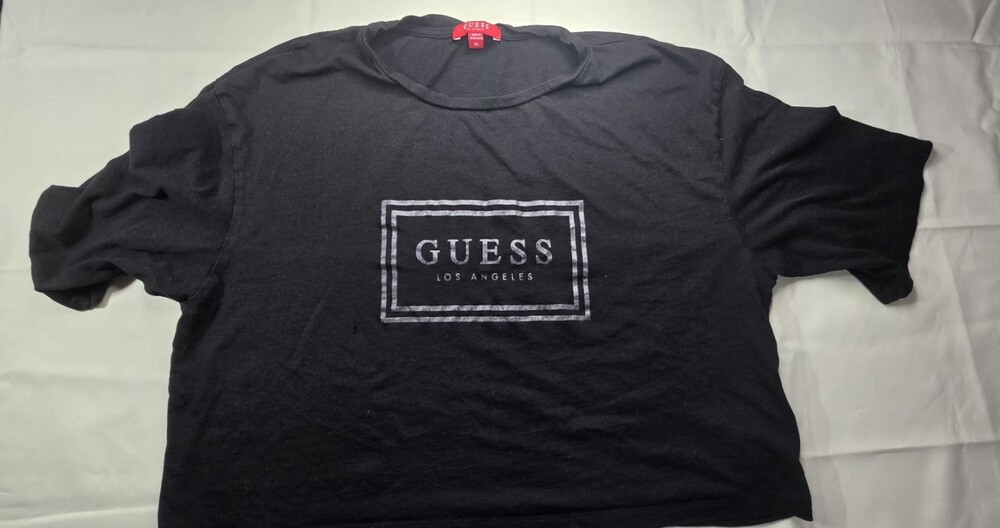 GUESS Women's Embellished Logo T-Shirt Size XL Short Sleeve Black  Sku 0276